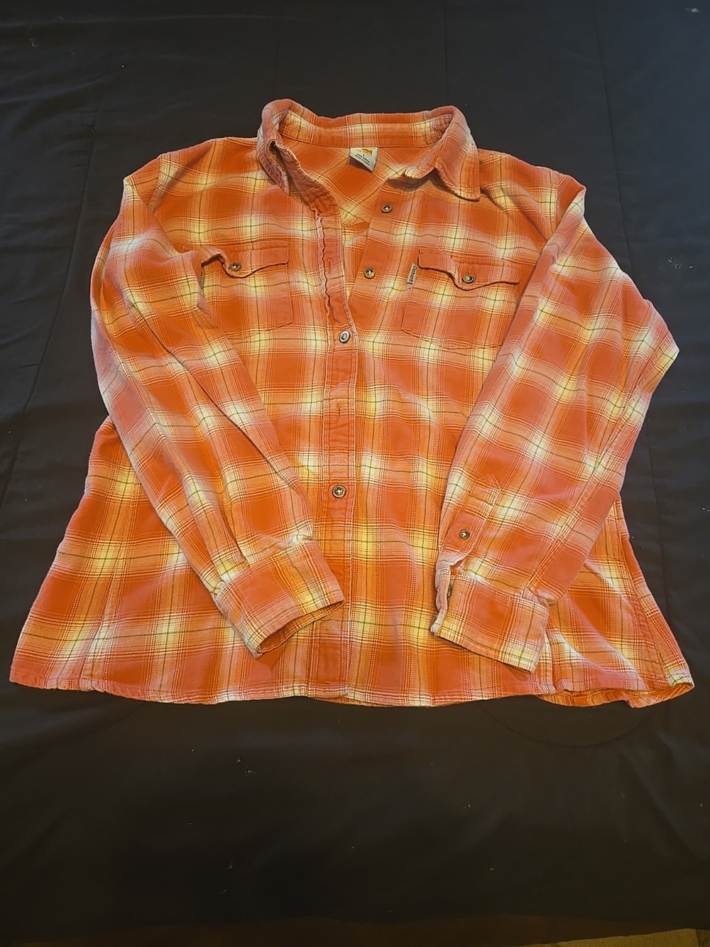 Carhartt Womens Plaid Pink Button-Up Shirt Large